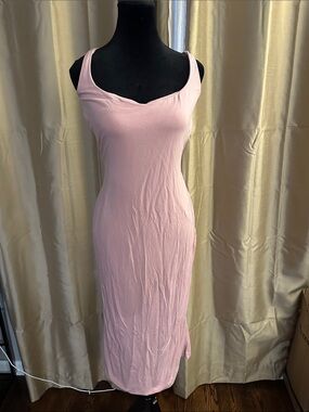Oh Polly Pink Sleeveless Midi Dress